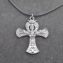 Load image into Gallery viewer, Antique Silver Egyptian Ankh Cross Chain Pendant Necklace