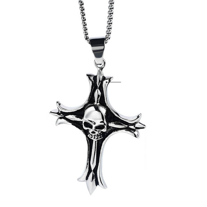 Trendy Cross Skull Necklace