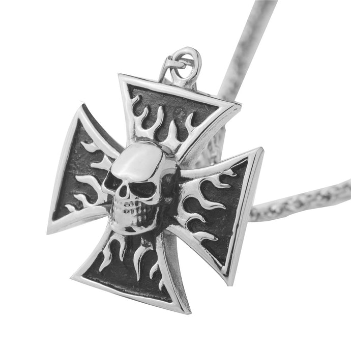 Punk Gothic Cross Skull pendant necklace