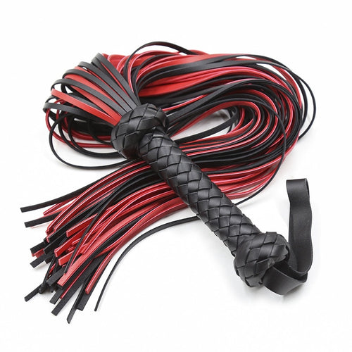 Fetish Black&Red PU Leather Whip