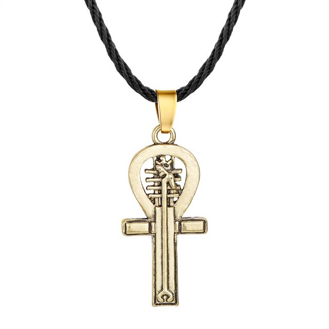 Traditional Egyptian Ankh Necklace Pendant & Rope Chain